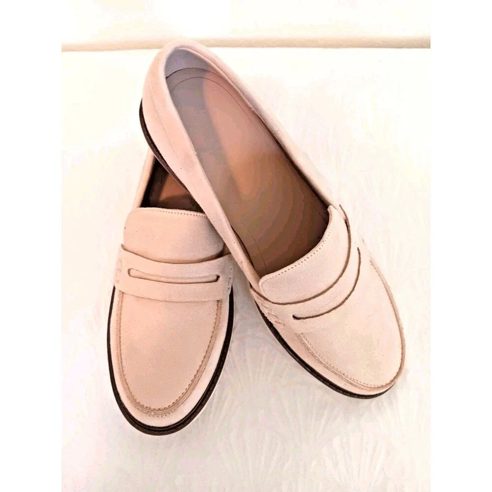 Journee Collection Kenly Loafers Womens Size 9M Light Beige Faux Suede Lug Sole